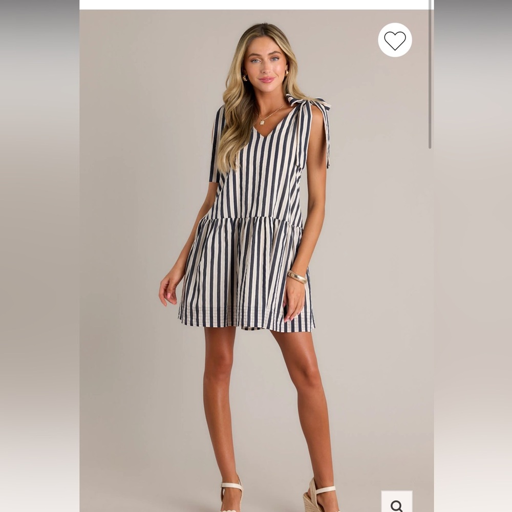 Entro Black and White Striped Mini Dress